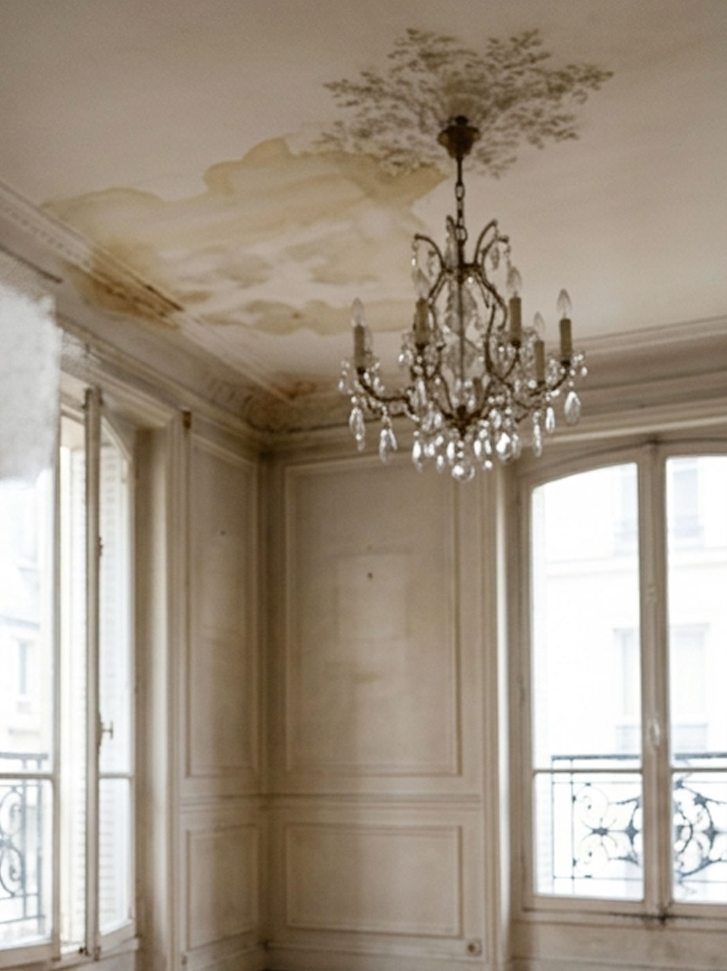 Water damage in a Paris apartment